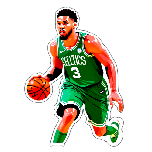 Pegatina destacando una jugada de drible de Jason Tatum