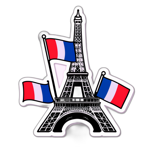 Sticker met de Franse Vlag en de Eiffeltoren