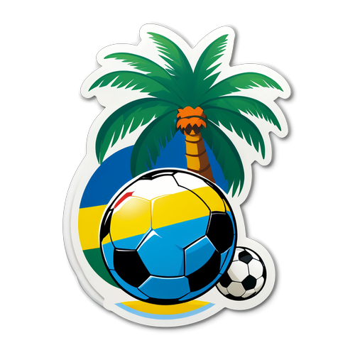 Sticker de palmera y balón de fútbol