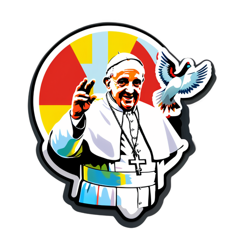 Sticker z Papieżem Franciszkiem i symbolem pokoju