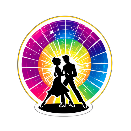 Zestaw naklejek pary tanecznej z dyskotekową kulą