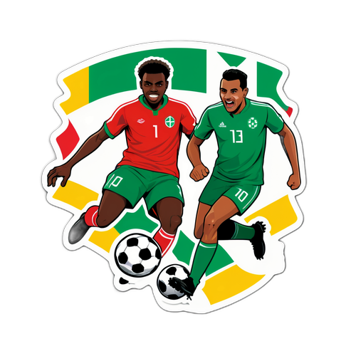 Sportos témájú matrica – Nigeria vs Marokkó izgalmas pillanata