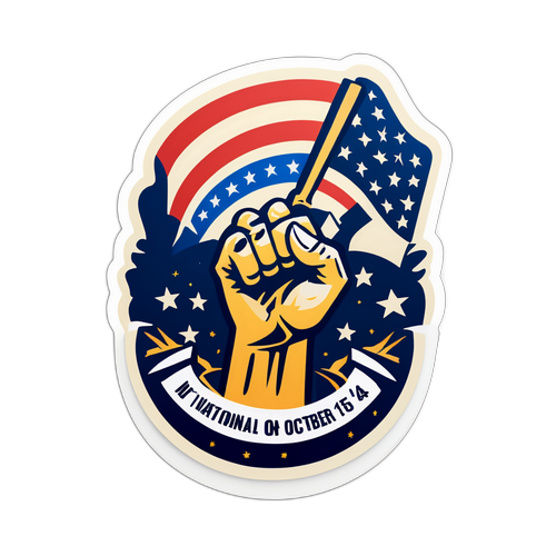 Sticker ter herdenking van de Nationale Staking op 14 oktober