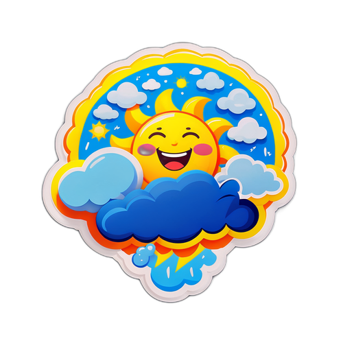 שמש זורחת עם עננים משחקיים