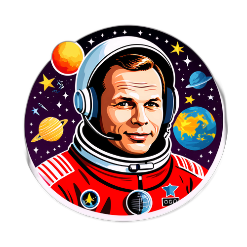 Nálepka s portrétem Jurije Gagarina