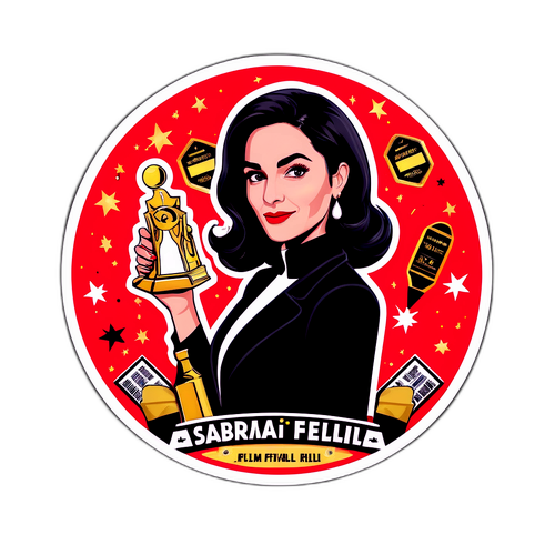 Design di un adesivo di Sabrina Ferilli al festival del cinema