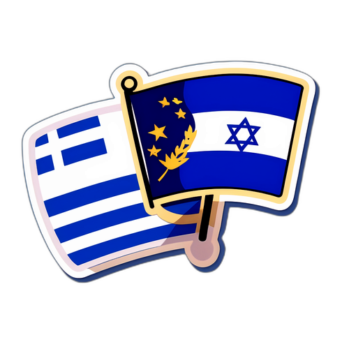 Sticker ng Bandila ng Gresya at Israel para sa Labanan