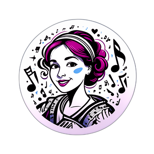 Autocolant vesel cu Marian Grozavu și note muzicale