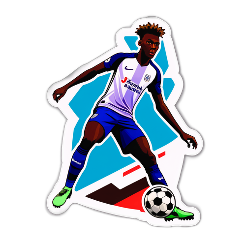 Aufkleber von Tammy Abraham in einem Fußballtrikot