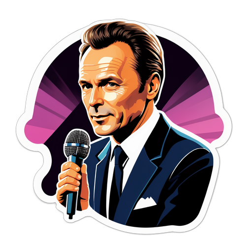 Sticker van Stéphane Bern met een microfoon