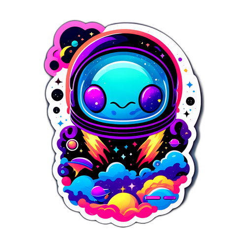 夢幻風格太空小怪物貼紙