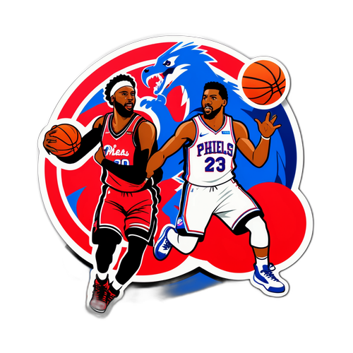 Sticker ng Paghaharap ng Mascots ng Sixers at Heat