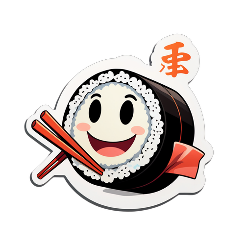 Smiling Sushi Roll Character