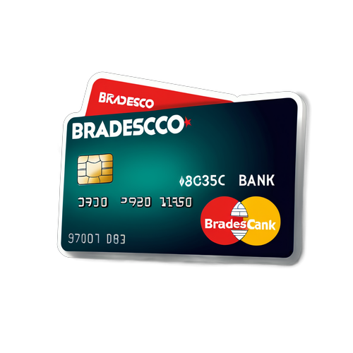 Adesivo Ilustrativo do Banco Bradesco com Cartão de Crédito