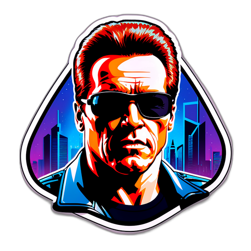 Kreativer Sticker von Arnold Schwarzenegger im klassischen Terminator-Look