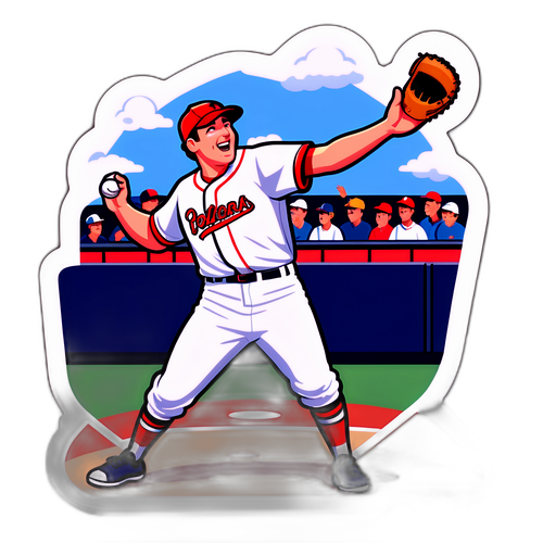 Playful Cartoon of Paul Skeens Pitching