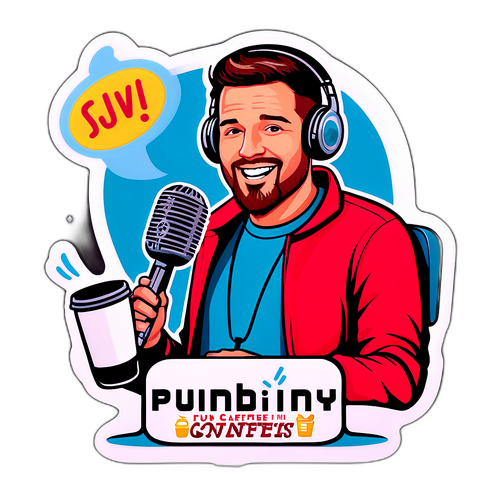 Lekende klistremerke av Jay Kelly med mikrofon