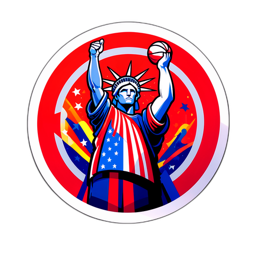 Diseño que representa el orgullo de ser parte del equipo de los Nets con un fondo patriótico y colorido