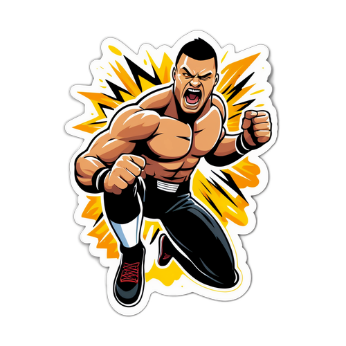 Un autocollant dynamique d'un lutteur de la WWE en action