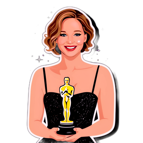 Vidám portré Jennifer Lawrence-ról, filmes háttérrel