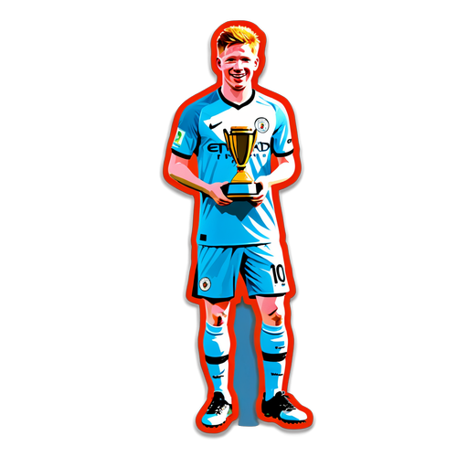 Stiker Kevin De Bruyne Memegang Trofi