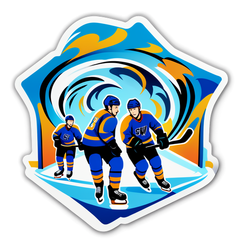 Rekaan Stiker Hoki Kreatif dengan Rink Ais yang Bergaya