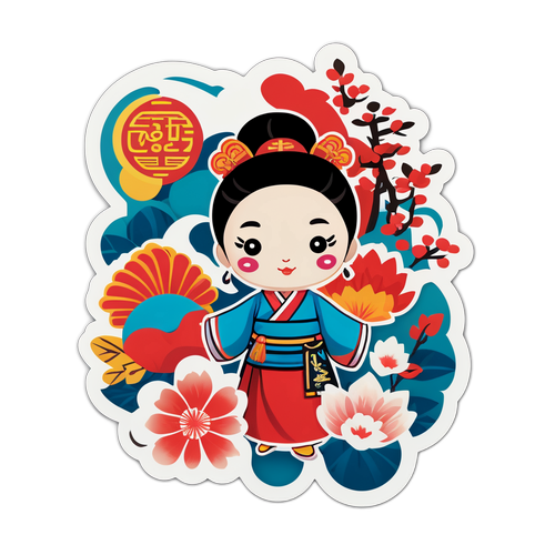 中韩文化交流贴纸