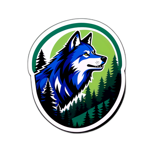 Autocollant des Timberwolves au-dessus de la forêt