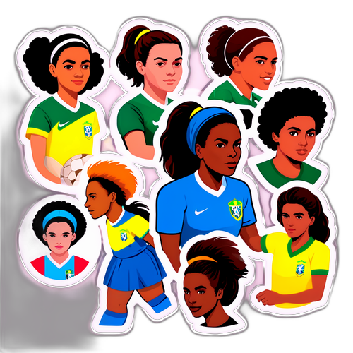 Sticker da Evolução do Futebol Feminino no Brasil