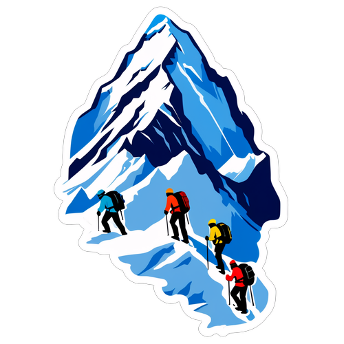 Dramatyczna ilustracja wspinaczy na Mount Everest