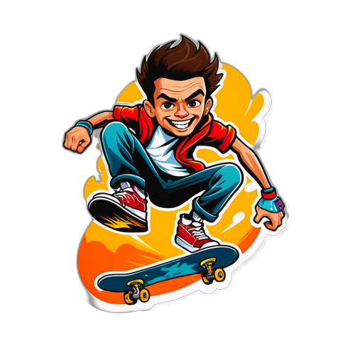 Isang Enerhetikong Karton ng Skateboarder