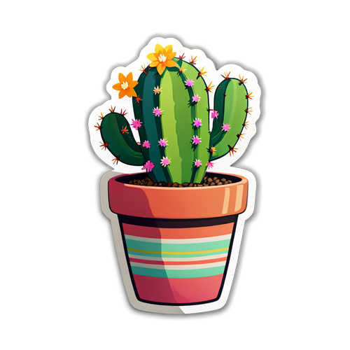 Adorable Cactus Bloom Sticker