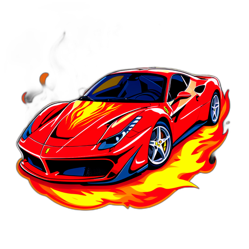 炎に包まれたフェラーリ