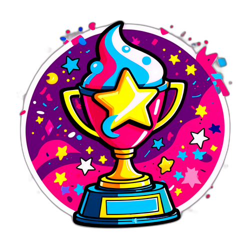 Spillernes Trofæ med Stjerner og Konfetti