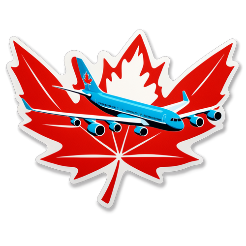 Stiker Air Canada dengan Pesawat dan Daun Maple