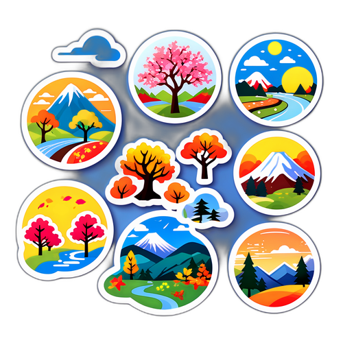 筑波エクスプレスと四季をテーマにしたステッカー