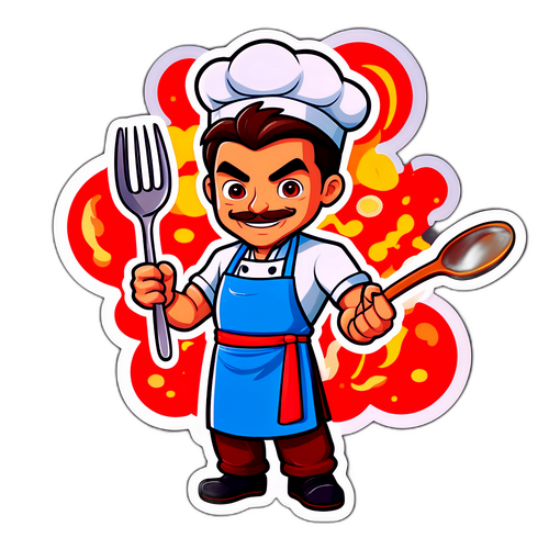 Diseño de sticker de Hernán Drago como chef de programa de cocina