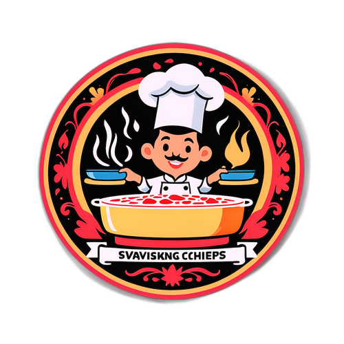 Αφίσα που γιορτάζει την τέχνη της μαγειρικής με σεφ που προετοιμάζουν πιάτα