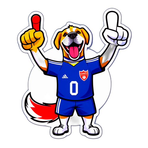 Sticker chó vui nhộn cổ vũ bóng đá