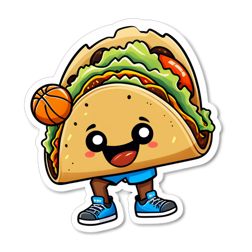 Masayang Taco at Basketball na Sticker