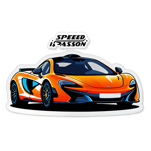 Un adhesivo con un coche McLaren y la frase 'La velocidad es nuestra pasión.'
