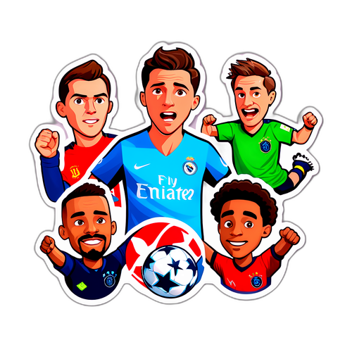 Verspielt Sticker mit Spannungsszenen aus dem Champions-League-Spiel
