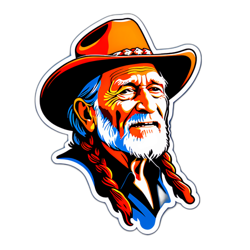 Nostalgischer Aufkleber im Stil von Willie Nelson
