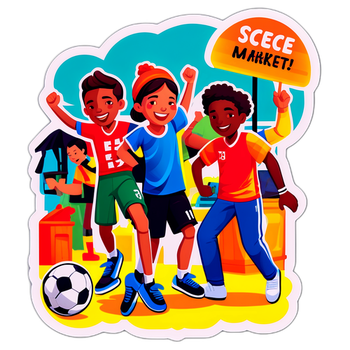 축구 팬들이 벼룩시장에서 즐기는 스티커