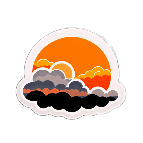 Sticker met een afbeelding van een stormachtige lucht