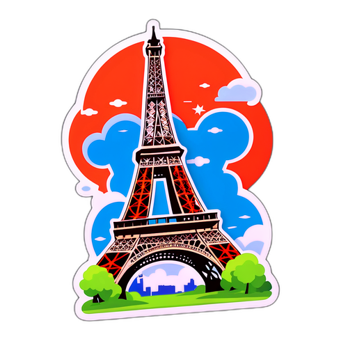 Gelukkige 14 juli! Sticker van de Eiffeltoren