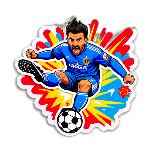 Adesivo Calciatore Zaragoza che Celebra un Gol