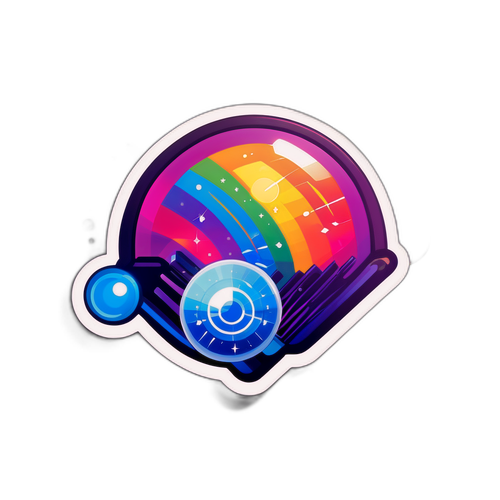 科技主題貼紙：硅光子學與光的折射