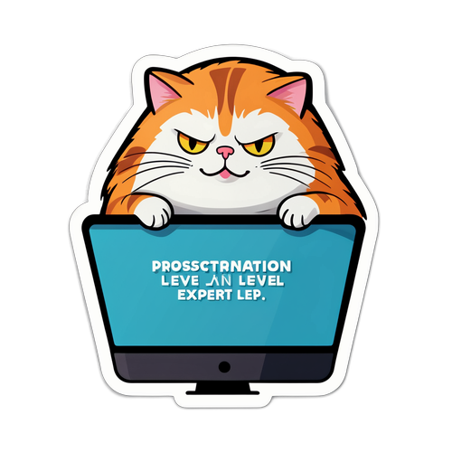 हास्यपूर्ण स्टिकर: वायरल वीडियो देखते हुए बिल्ली