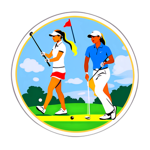 สติ๊กเกอร์ LPGA แสดงนักกีฬาเล่นกอล์ฟ